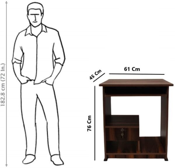 Buy Computer Table (Finish Color - Walnut, Pre-assembled) Online - Image 3