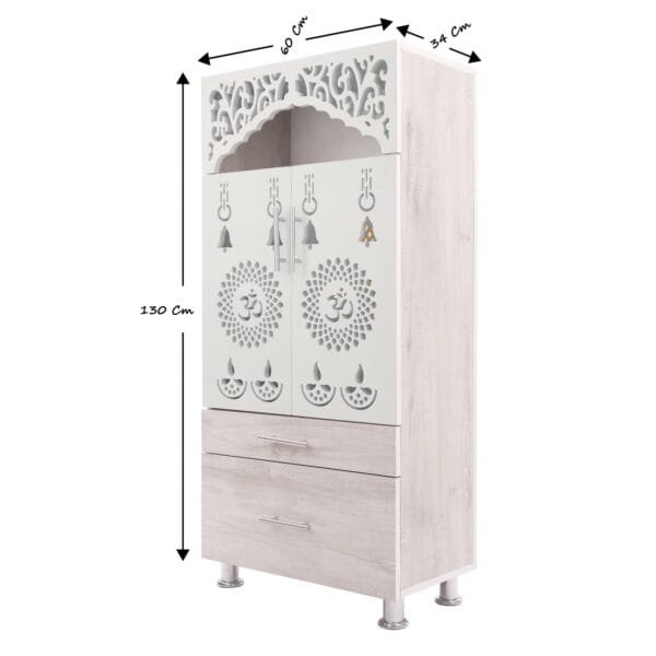 Buy Mandir With LED Rope Light Engineered Wood Home Temple (Height: 130, Pre-assembled) Online - Image 6