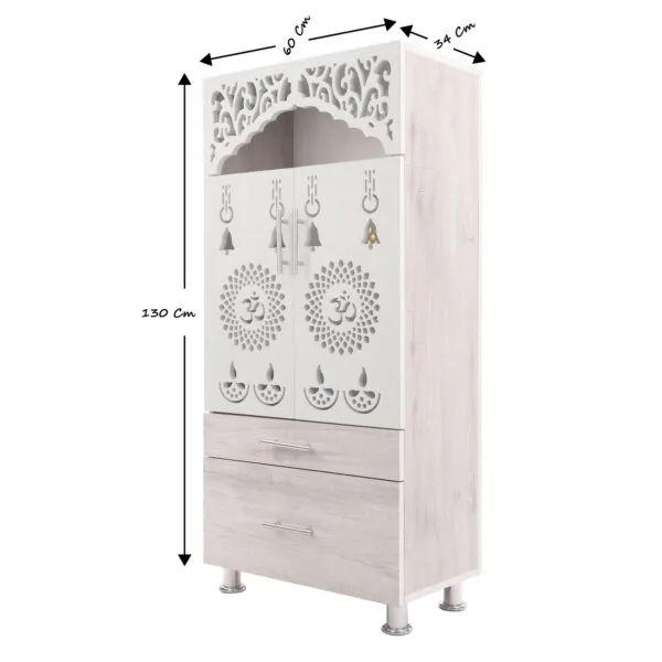 Buy Mandir With LED Rope Light Engineered Wood Home Temple (Height: 130, Pre-assembled) Online - Image 6