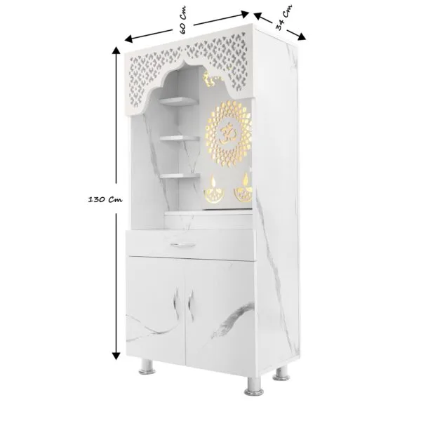 Buy Puja Mandir OM Design Mandir Engineered Wood Home Temple (Height: 130cm,Pre-Assembled) Online - Image 5
