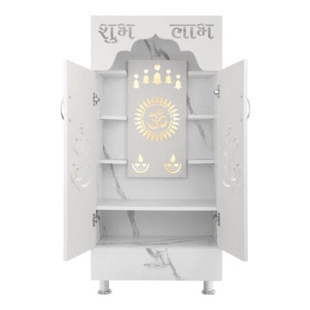 Prime Home Temple Home Mandir Engineered Wood Home Temple with Ganesha Door Design(Height: 130cm, Pre-Assembled)