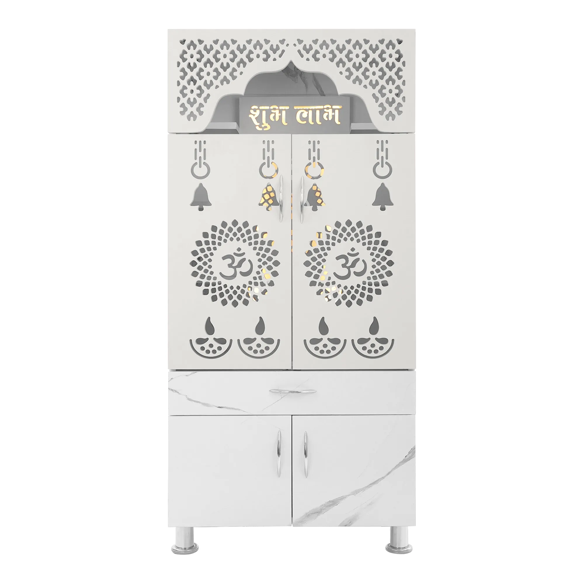 Buy Temple For Home Pooja, Arti With Decorative LED Light Engineered Wood Home Temple  (Height: 130cm, Pre-assembled) Online - Image 3