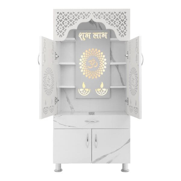 Buy Temple for Home Pooja, Arti With Decorative LED Light Engineered Wood Home Temple (Height: 130cm, Pre-assembled)