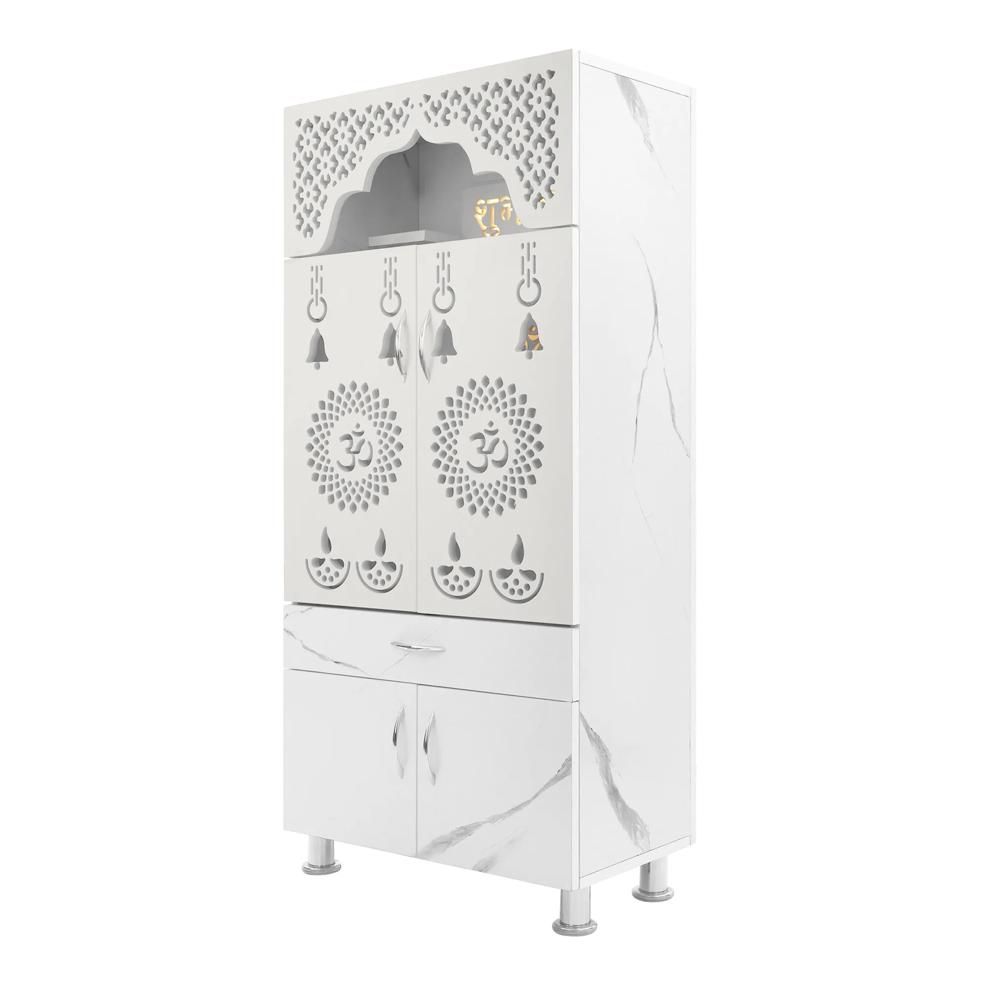 Buy Temple For Home Pooja, Arti With Decorative LED Light Engineered Wood Home Temple  (Height: 130cm, Pre-assembled) Online - Image 4