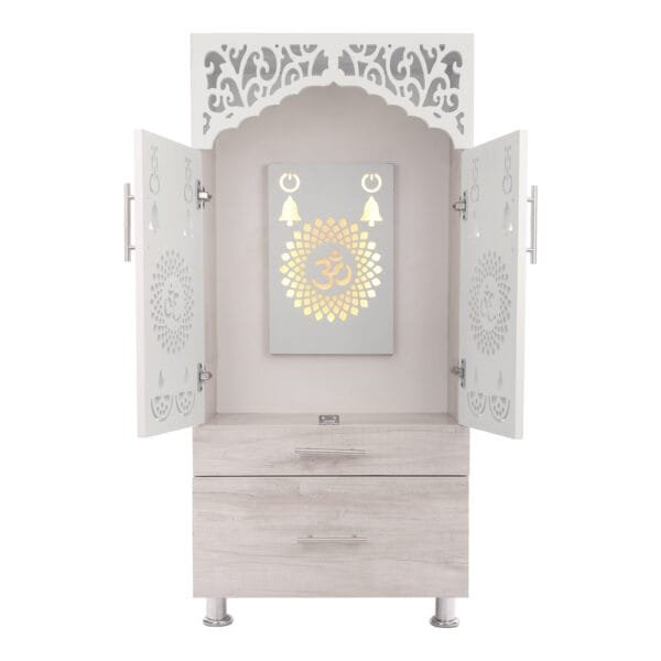 Buy Mandir With LED Rope Light Engineered Wood Home Temple (Height: 130, Pre-assembled) Online