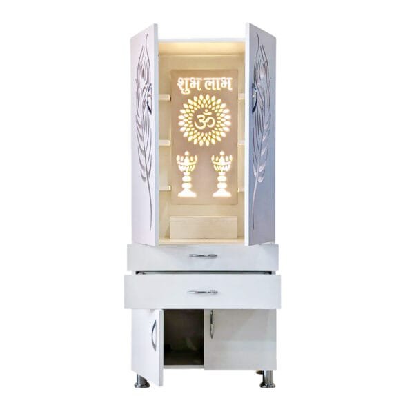 Buy Mor Pankh Temple For Home Pooja Mandir: Big-Sized Temple For Home With LED Light in Engineered Wood Home Temple (Height: 145, Pre-assembled) Online - Image 4