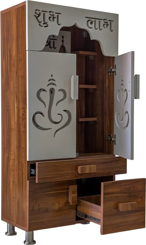 Buy Modern Temple With Decorative LED Light Engineered Wood Home Temple (Height: 130, Pre-assembled) - Image 4