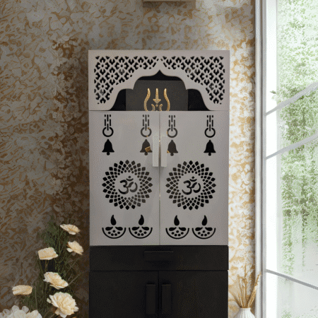 Buy Trishul Om Pooja Mandir – Lord Shiva Temple With Decorative LED Light Engineered Wood Home Temple (Height: 130, Pre-assembled)