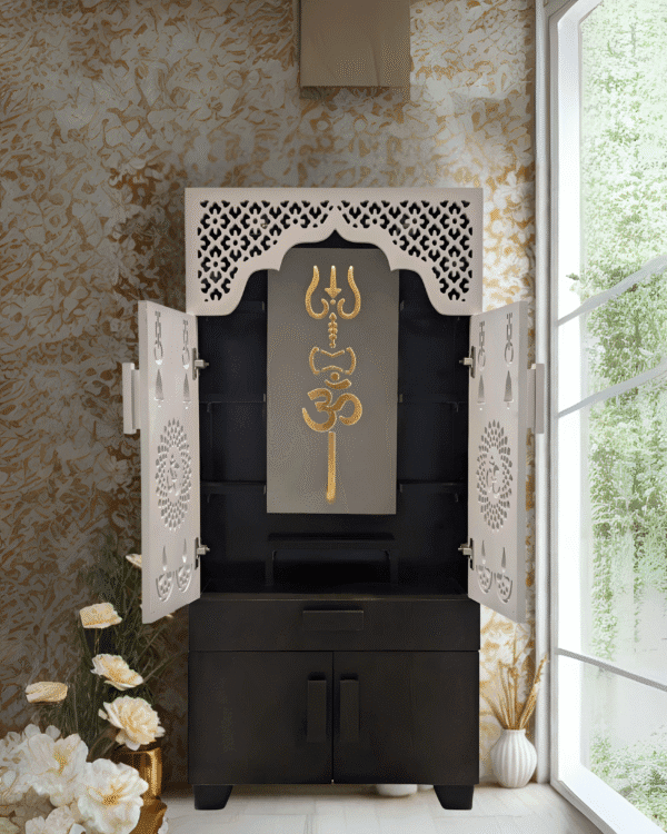 Buy Trishul Om Pooja Mandir – Lord Shiva Temple With Decorative LED Light Engineered Wood Home Temple (Height: 130, Pre-assembled) - Image 2