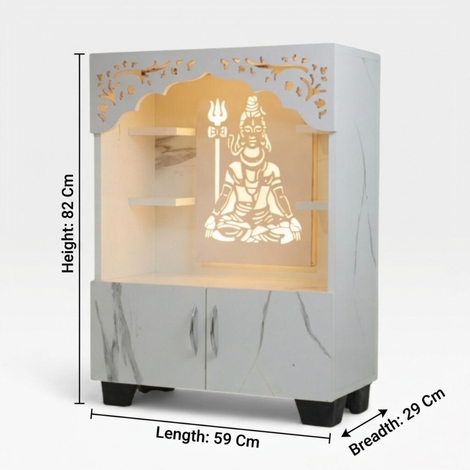 Buy Home Temple With In-Built Led Light (Height: 99cm-Pre Assembled) Online - Image 4